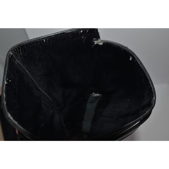 Saks Fifth Avenue Black Tall Boots Size 7M Leather Zipper Ribbon - Picture 11 of 13